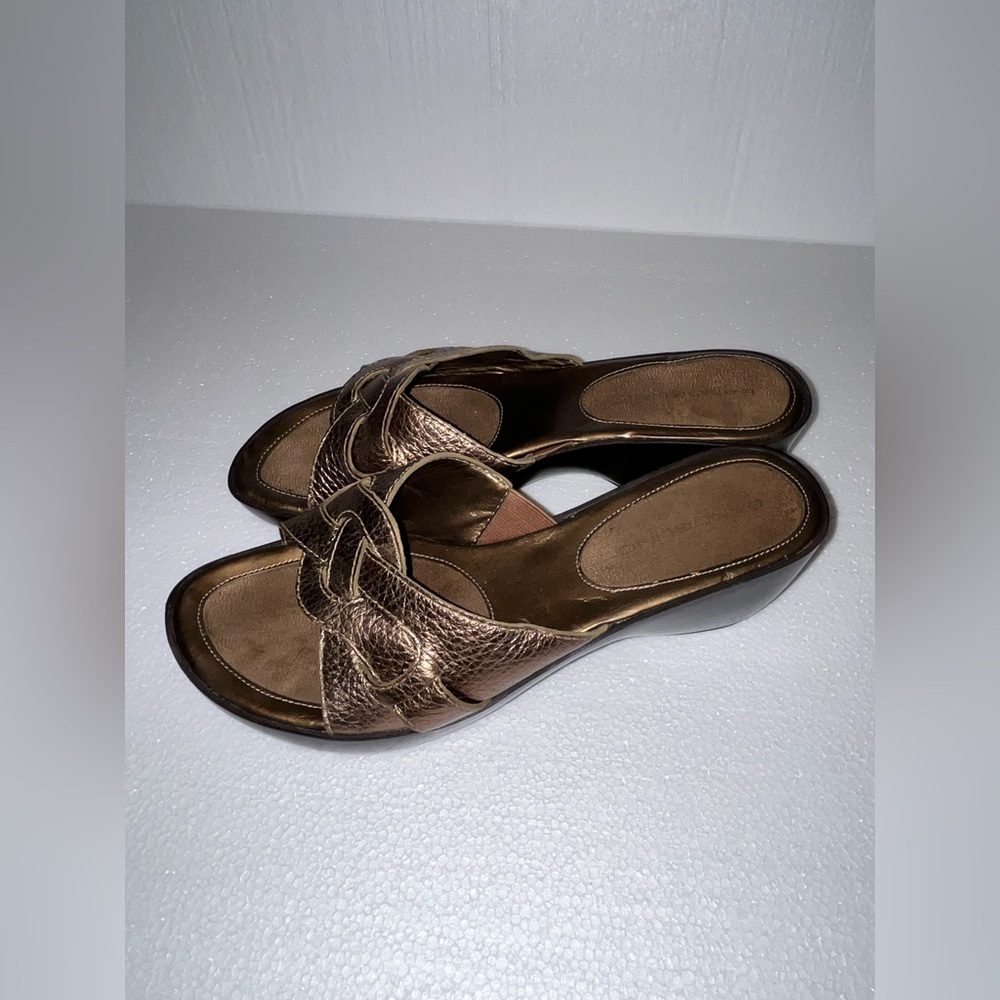 Bandolino Brown Leather Mules Comfortable Slip-On Design